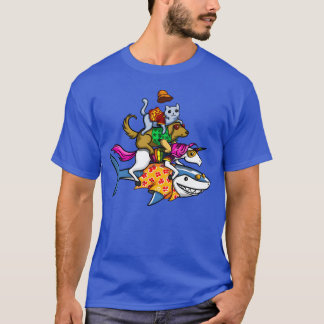 Camiseta Animales montando al chico tiburón