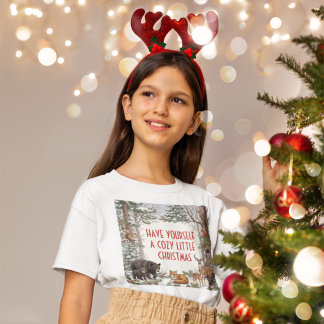 Camiseta Animales Navideños del Bosque Acogedor