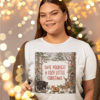 Camiseta Animales Navideños del Bosque Acogedor