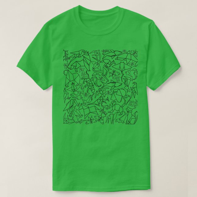 Camiseta Animales Origami por todas partes azul (Diseño del anverso)