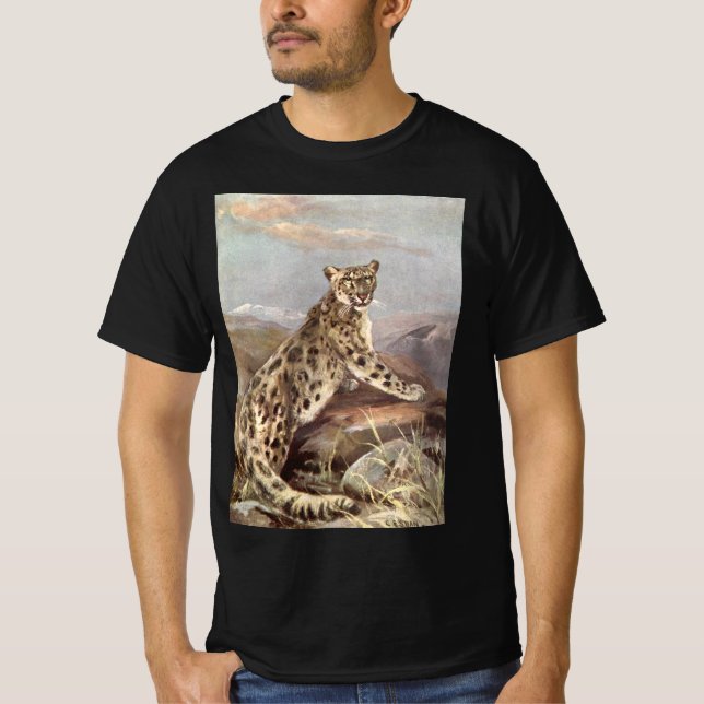 Camiseta Animales salvajes de época, leopardo de la nieve p (Anverso)