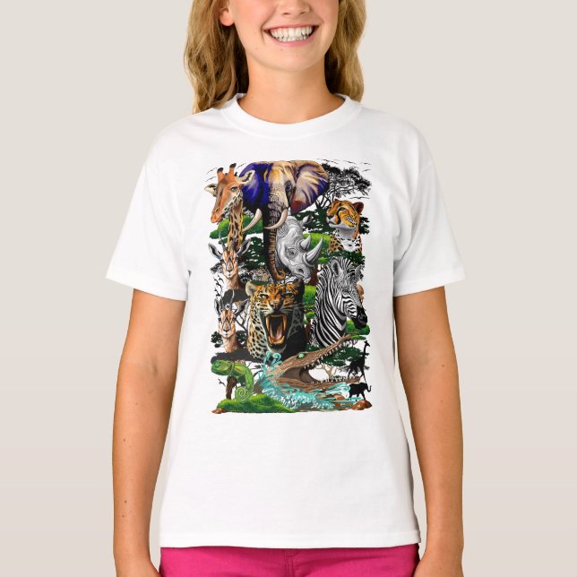 Camiseta Animales salvajes de sabana africanos (Anverso)