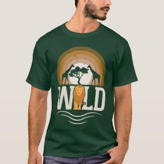 Camiseta Animales Salvajes León Jirafa África retro