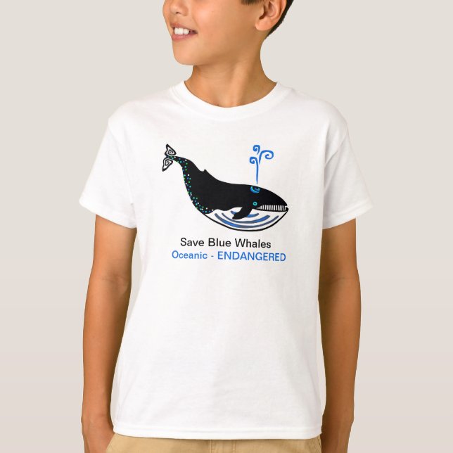 Camiseta Animales silvestres - Salven BALLENAS azules - Mar (Anverso)