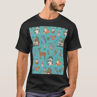 Camiseta Animales tribales: patrón forestal de bosques.
