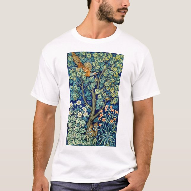 Camiseta Animales y flores, bosque, William Morris (Anverso)