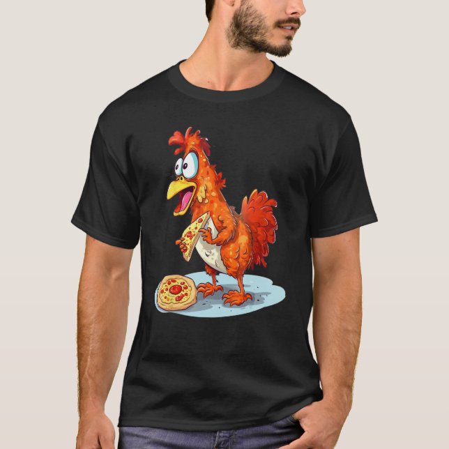 Camiseta animales y pizza de comida rápida pollo (Anverso)