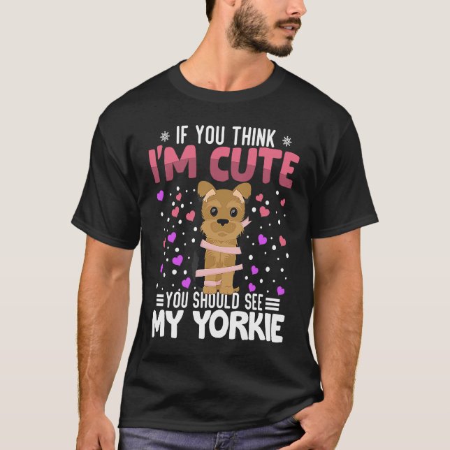 Camiseta Animales Yorkie Heart El día de San Valentín Para  (Anverso)