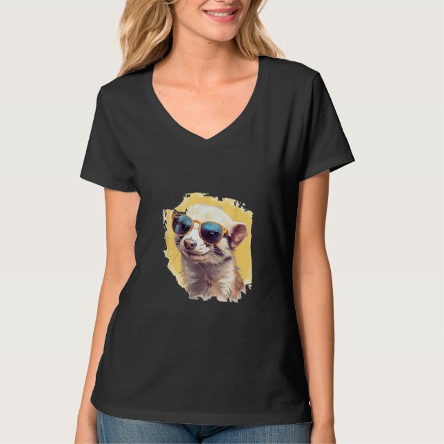 Camiseta Animals Graphic  Ferret Wearing Sunglasses 2 (Anverso)