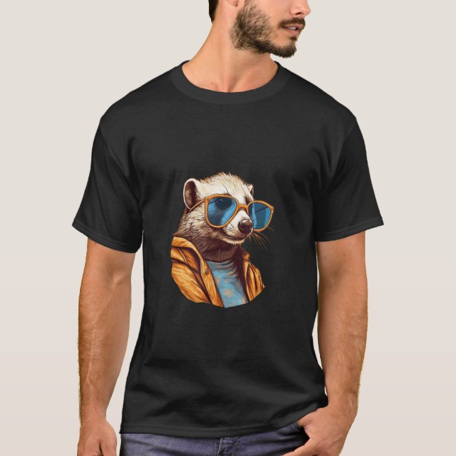 Camiseta Animals Graphic  Ferret Wearing Sunglasses 3 (Anverso)