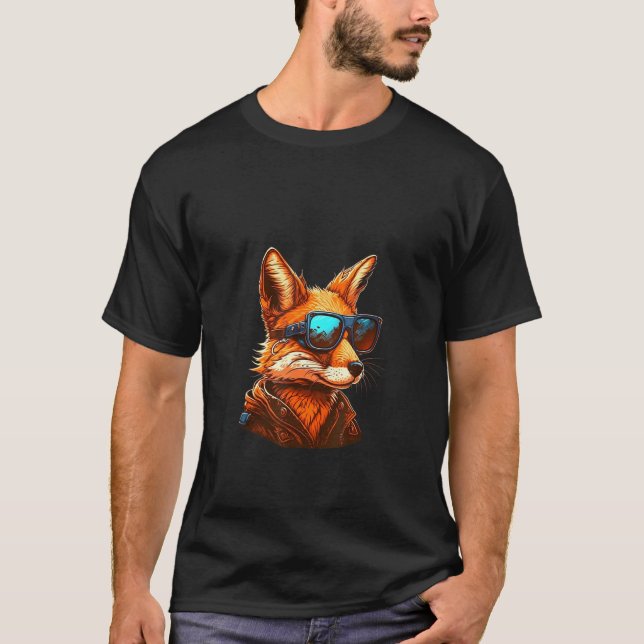 Camiseta Animals Graphic  Fox Wearing Sunglasses 4 (Anverso)