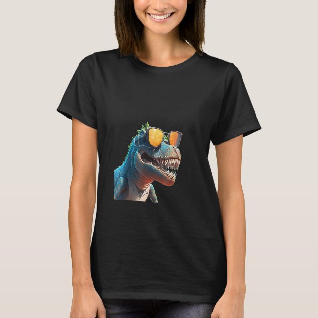 Camiseta Animals Graphic  rex Dinosaur Wearing Sunglasses (Anverso)