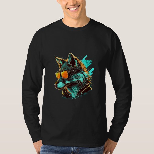 Camiseta Animals Graphic  Wolf Wearing Sunglasses (Anverso)