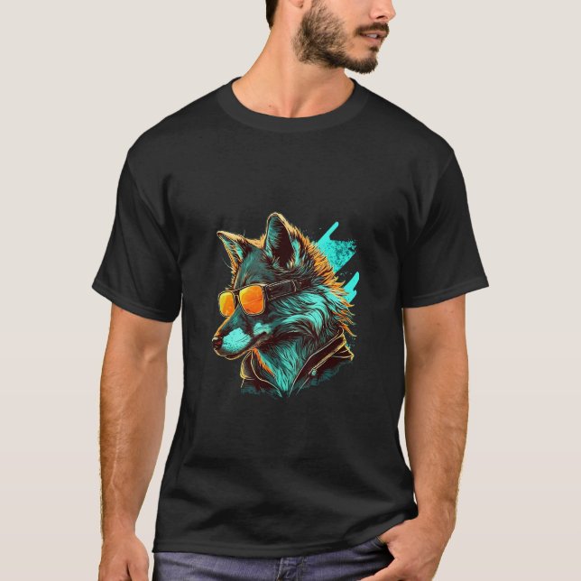 Camiseta Animals Graphic  Wolf Wearing Sunglasses (Anverso)