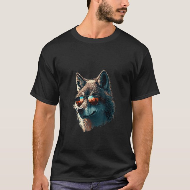 Camiseta Animals Graphic  Wolf Wearing Sunglasses 4 (Anverso)