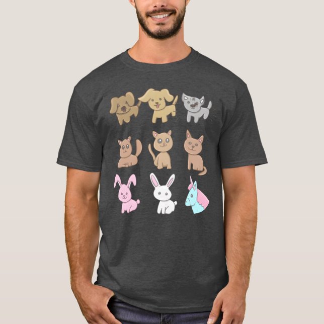 Camiseta Animals Icons Cute Dogs Cats Animal Love family (Anverso)