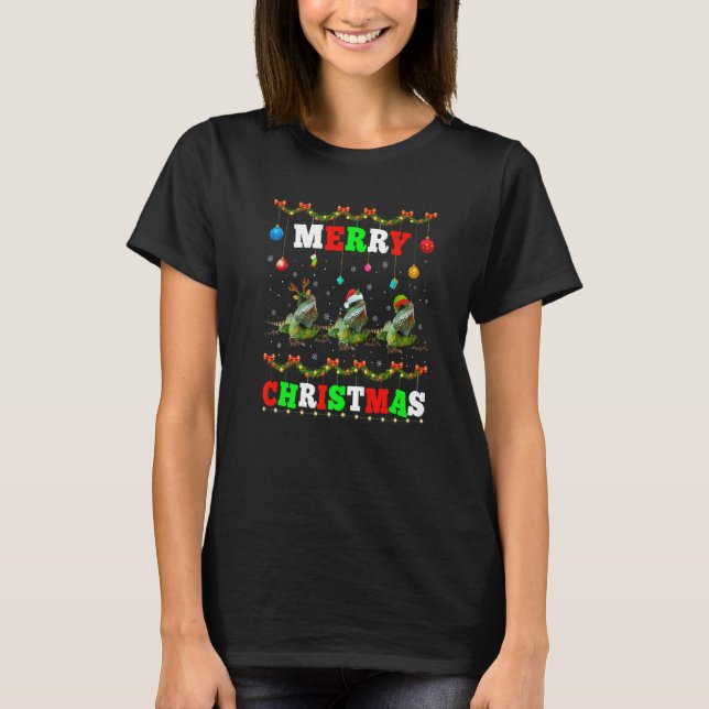 Camiseta Animals Lights Merry Christmas Santa Iguana (Anverso)
