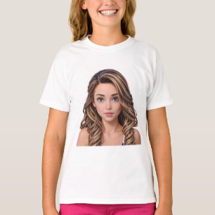 Camiseta Animated Girl with Wavy Highlighted Hair