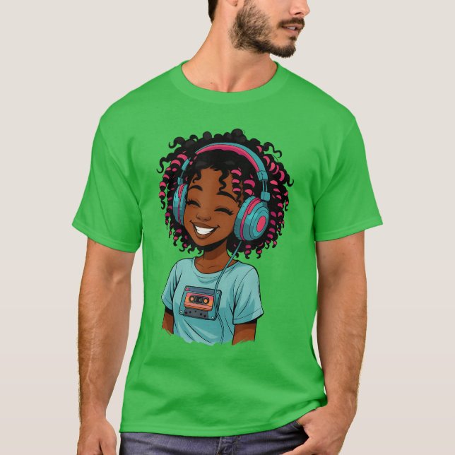 Camiseta Anime and Music Afro Black Girl Women Anime Africa (Anverso)