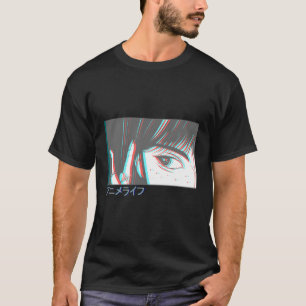 Camiseta Anime Anime Ojos de Vaporwave Japonés Glitch Har E
