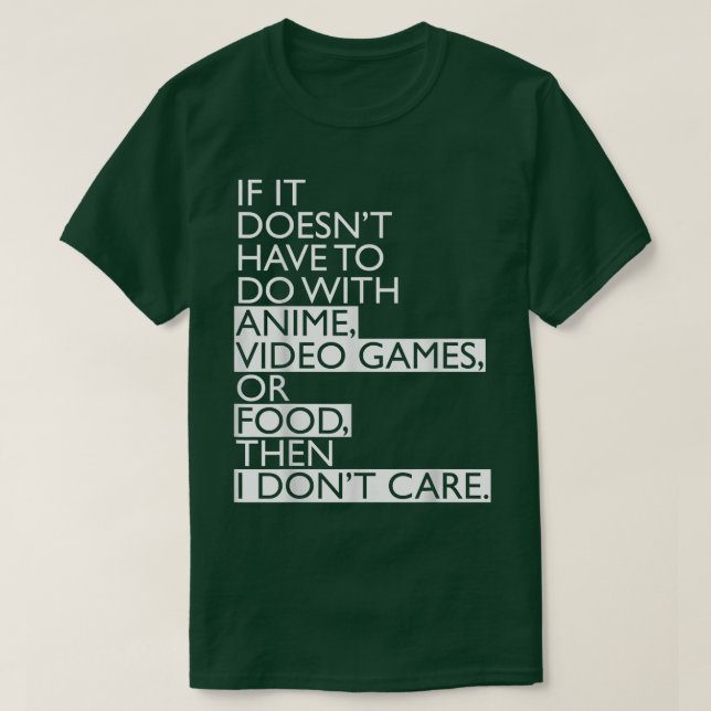 Camiseta Anime   Anime Video Games or Food  (Diseño del anverso)