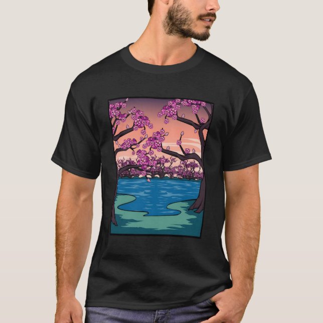 Camiseta Anime asiático del cerezo en flor de cerezo (Anverso)