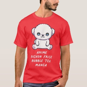 Camiseta Anime Bichon Frise Bubble Tea Manga Kawaii Perro L