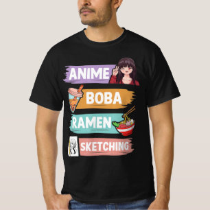 Camiseta Anime Boba Ramen Sketching Otaku Kawaii Anime Chic