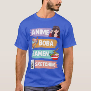 Camiseta Anime Boba Ramen Sketching Otaku Kawaii Anime Chic