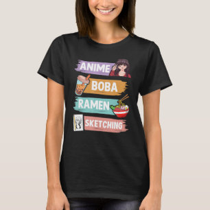 Camiseta Anime Boba Ramen Sketching Otaku Kawaii Anime Chic