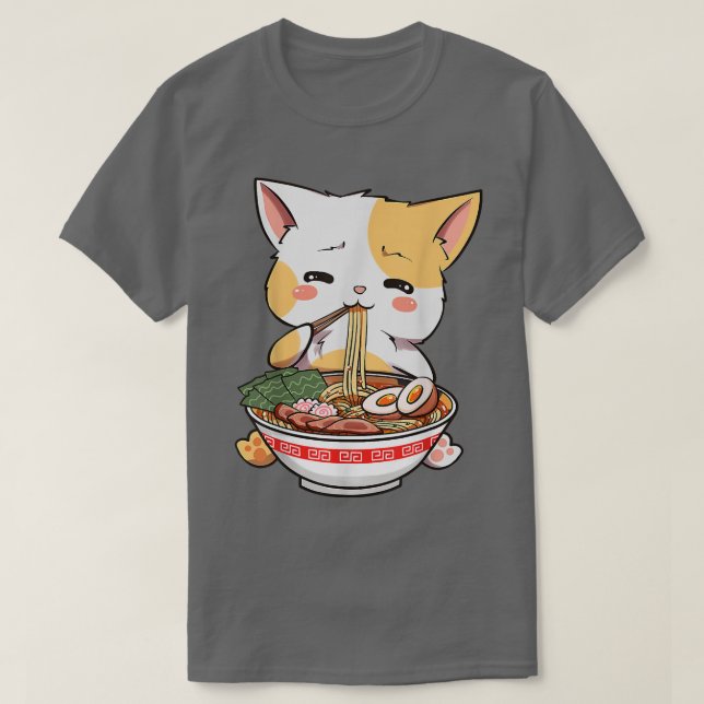 Camiseta Anime Bowl de gato de Ramen Kawaii Neko Gir de niñ (Diseño del anverso)