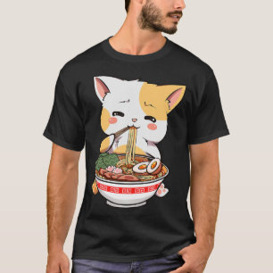 Camiseta Anime Bowl de gato de Ramen Kawaii Neko Gir de niñ