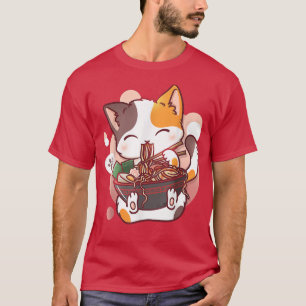 Camiseta Anime Bowl del gato Ramen Kawaii Neko Chicas japon