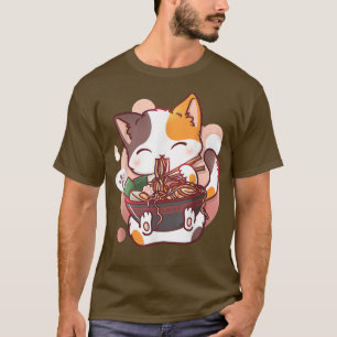 Camiseta Anime Bowl del gato Ramen Kawaii Neko Chicas japon