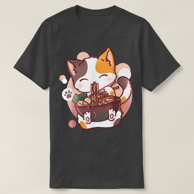 Camiseta Anime Bowl del gato Ramen Kawaii Neko Chicas japon (Diseño del anverso)