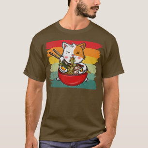 Camiseta Anime Bowl Kawaii Neko japonés del gato del Ramen 