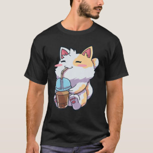 Camiseta Anime Cat Boba Bubble Tea Kawaii Neko