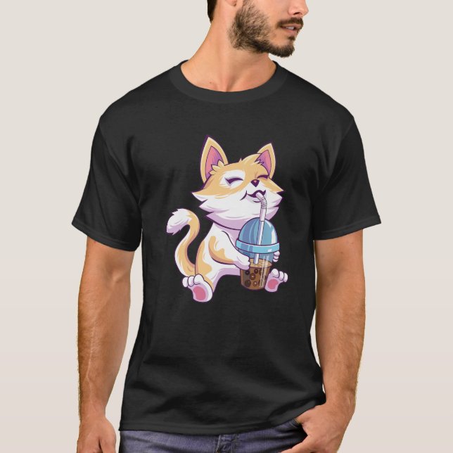Camiseta Anime Cat Boba Té de burbuja japonés Kawaii Boba M (Anverso)