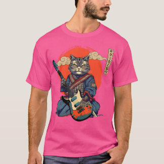 Camiseta Anime Cat Japonés Samurai Tattoo Kawaii Ninja Gui