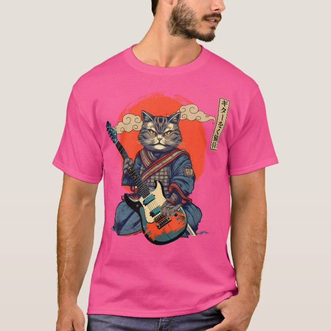 Camiseta Anime Cat Japonés Samurai Tattoo Kawaii Ninja Gui (Anverso)
