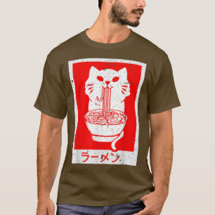 Camiseta Anime Cat Ramen Kawaii Neko Noodles