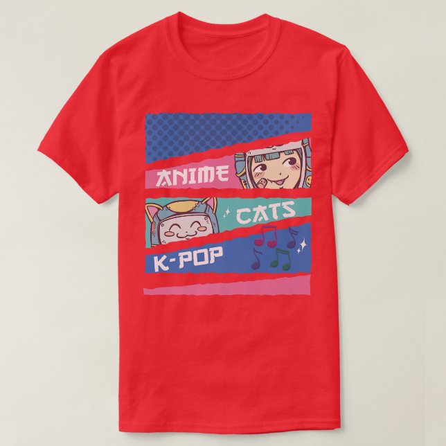 Camiseta Anime Cats KPop Japanese Art Manga Otaku Kawaii Ja (Diseño del anverso)
