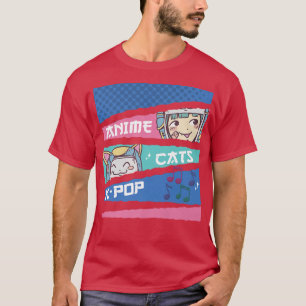 Camiseta Anime Cats KPop Japanese Art Manga Otaku Kawaii Ja