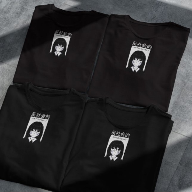 Camiseta Anime Chica antisocial máscara facial (Subido por el creador)