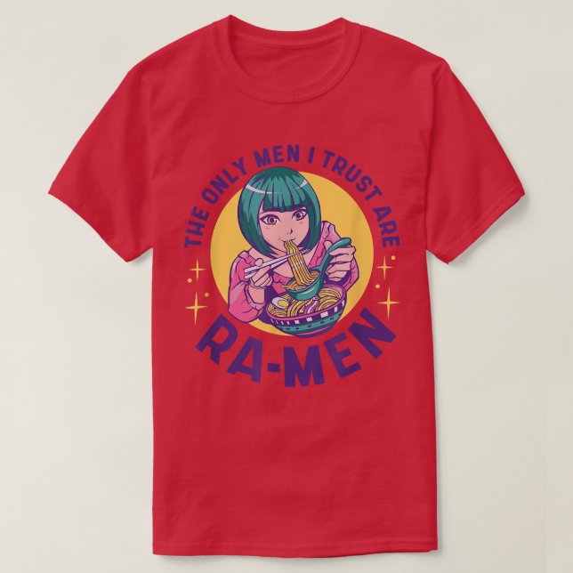 Camiseta Anime Chica comiendo Ramen Men Comida divertida (Diseño del anverso)