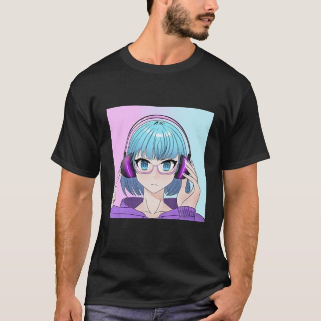 Camiseta Anime Chica Con Auriculares (Anverso)
