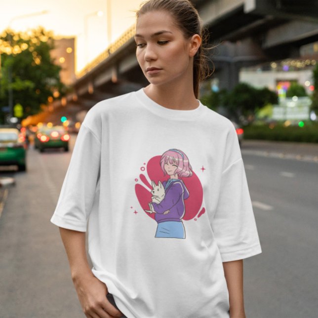 Camiseta Anime Chica Con Cachorro (Subido por el creador)