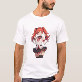 Camiseta Anime chica con pelo rojo