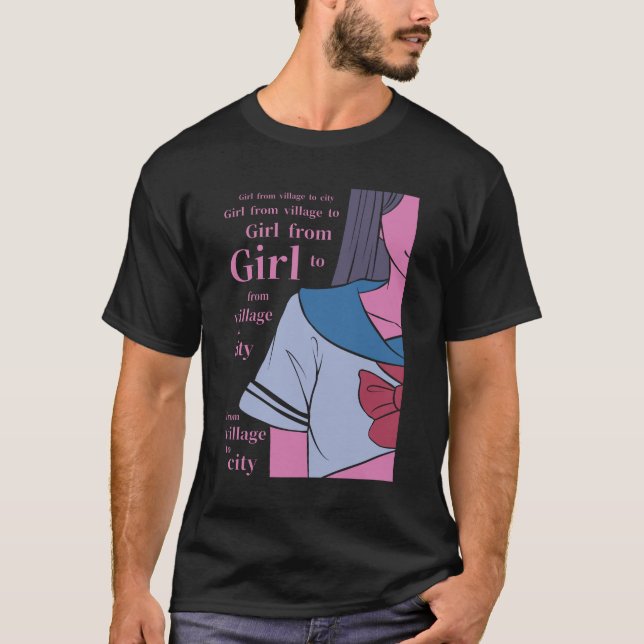 Camiseta Anime, Chica de aldea japonesa (Anverso)
