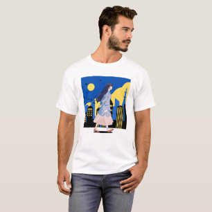 Camiseta Anime chica en la ciudad de la noche